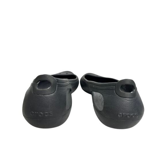 Crocs Size 9 Kadee Black Rubber Water proof Closed Toe Flat Sandals Pool Beach - Picture 4 of 8
